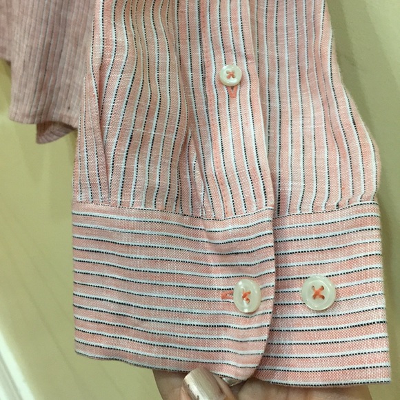 Elie Tahari striped linen button down - Picture 8 of 8